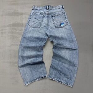 Vintage Kik Wear Epic Chill 11" Leg Opening Baggy Light Wash Blue Jeans 34 x 30